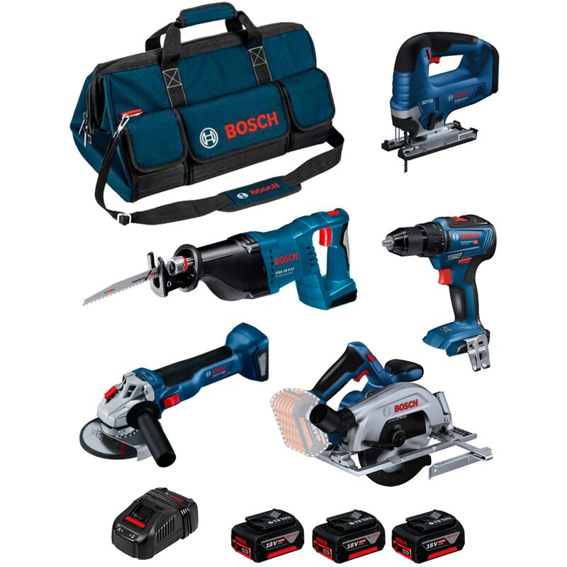 foto del prodotto bosch kit 0615990n39 gsr 18v 55 gws 18v 10 gks 18v 57 2 gsa 18v li gst 18v 125 b 3 x 4,0 ah gal1880cv borsa 