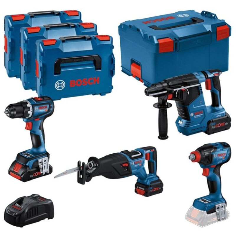 foto del prodotto bosch kit 4 utensili 18v gsr gdx gbh gsa con batteria 1 x procore 18v 4.0ah 2 x procore 18v 5.5ah caricabatterie l boxx 0615990n37