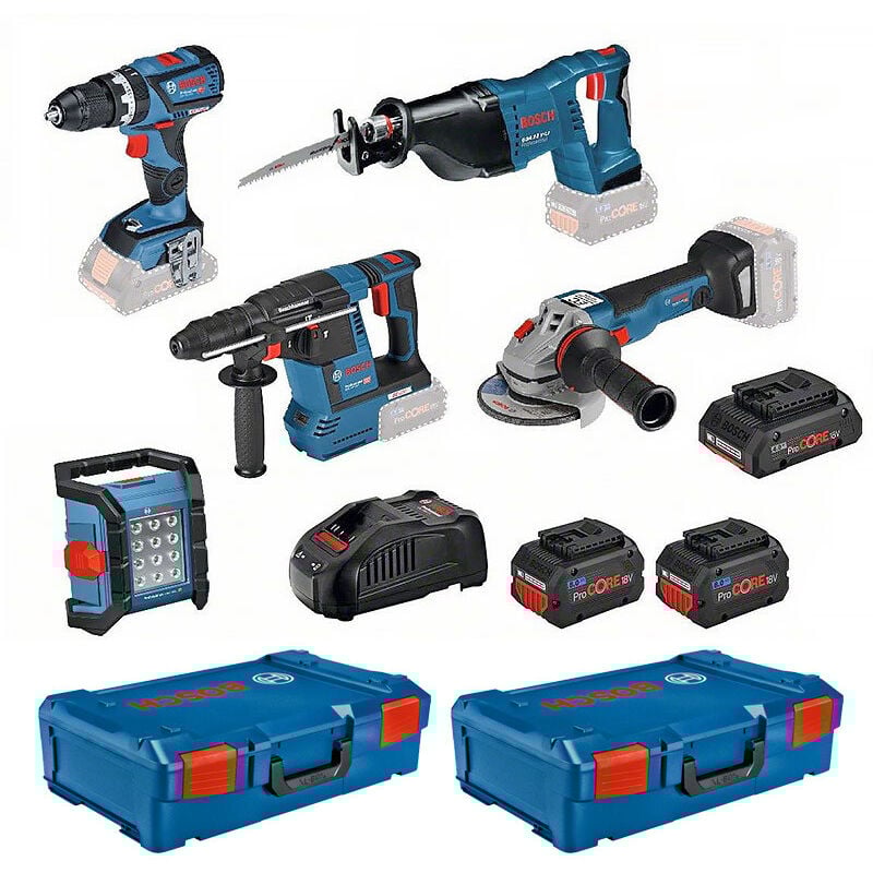 foto del prodotto bosch kit 5 utensili 18v 3 batterie caricabatterie 2 xl boxx 0615990m2x