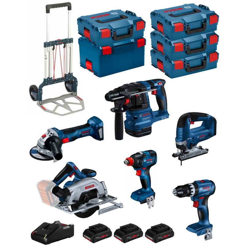 foto del prodotto bosch kit bk603 gsb18v 45 gdx18v 200 gks18v 57 2 gst18v 125b gbh18v 22 gws18v 7 3x4,0ah pc gal18v 40 5xl boxx carro 