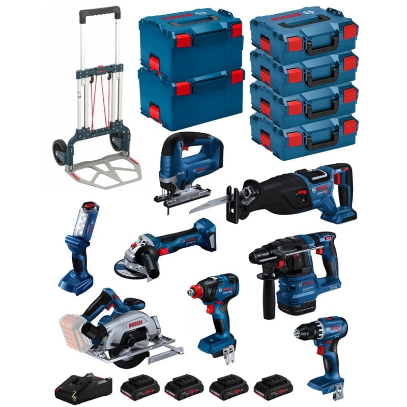 foto del prodotto bosch kit bk803 gst18v 125b gks18v 57 2 gdx18v 200 gbh18v 22 gsa18v 28 gli18v 300 gws18v 7 gsr18v 45 4x4,0ah procore 