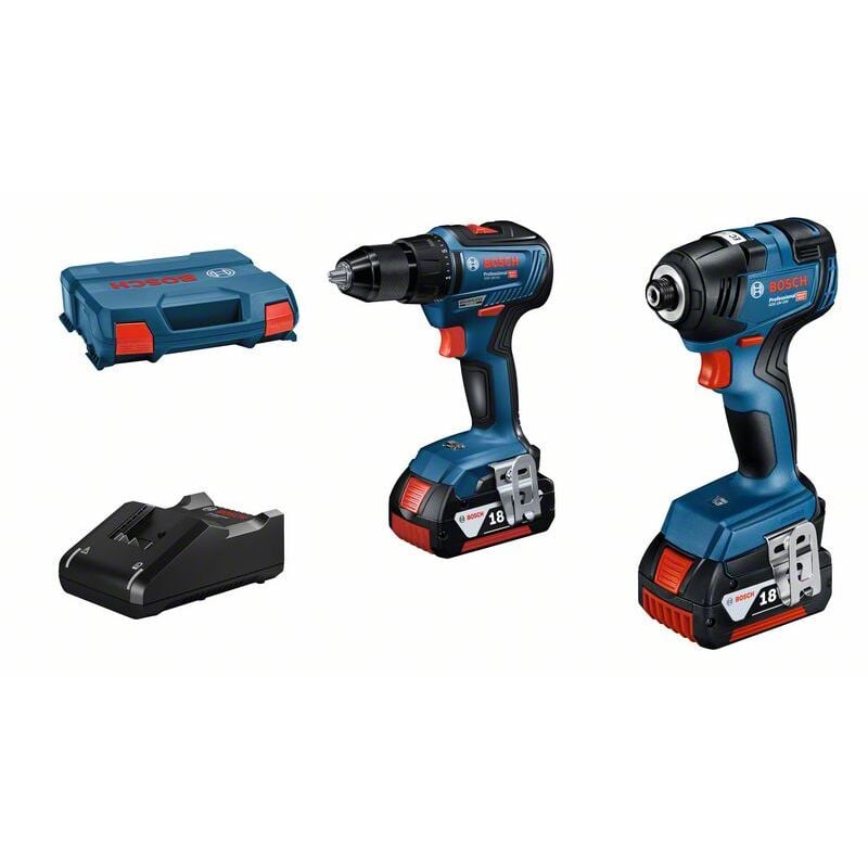 foto del prodotto bosch kit combinato gdr 18v 200 gsr 18v 55 2x4.0 ah in valigetta a l