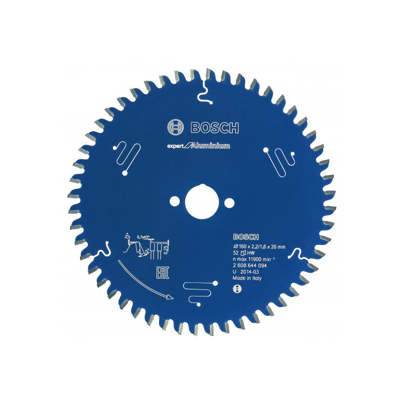 foto del prodotto bosch lama circolare expert alu 52 denti 160x20x2,2 1,6 mm 2608644094
