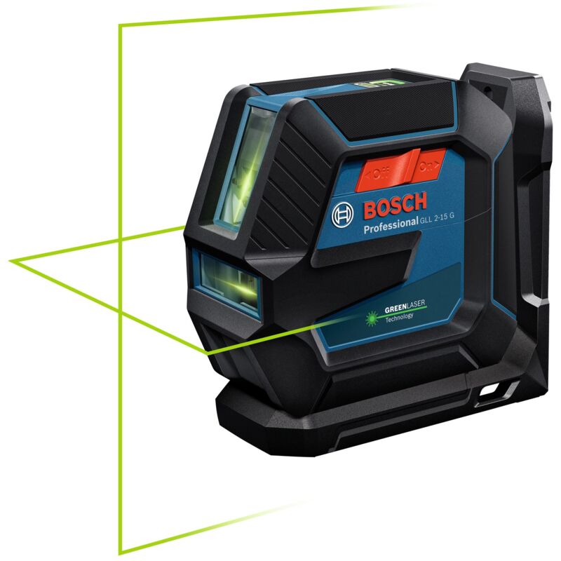 foto del prodotto bosch laser di linea gll 2 15 g con morsetto a soffitto e valigetta di trasporto