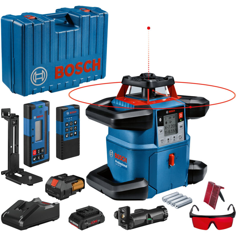 foto del prodotto bosch laser rotante grl 600 chv con batteria ricaricabile e caricatore rapido in valigetta