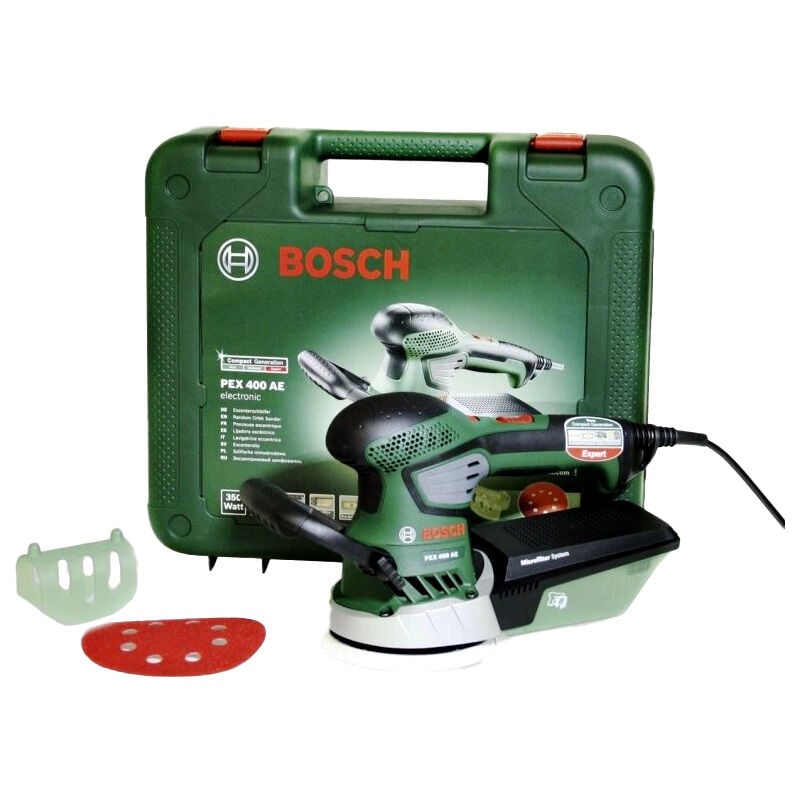 foto del prodotto bosch levigatrice eccentrica pex 400 ae 350w in valigetta accessori 06033a4000