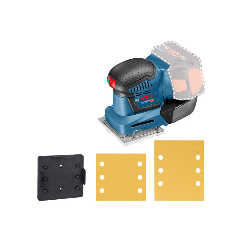 foto del prodotto bosch levigatrice orbitale a batteria gss 18v 10 piastra di base senza batteria senza caricabatterie nella confezione