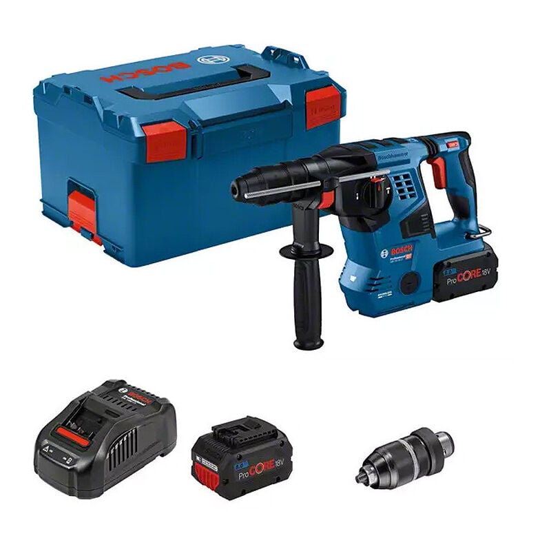 foto del prodotto bosch martello perforatore a batteria gbh 18v 28 cf, sds plus, 2x 8,0 ah procore caricatore