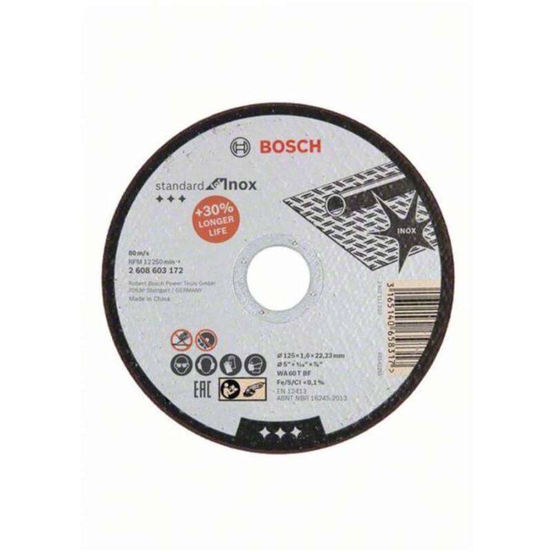 foto del prodotto bosch mola da taglio diritta standard for inox wa 46 t bf diametro 125mm