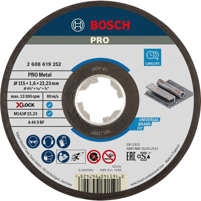 foto del prodotto bosch mola da taglio pro metal, 115 x 1,6 x 22,23 mm, x lock 2608619252