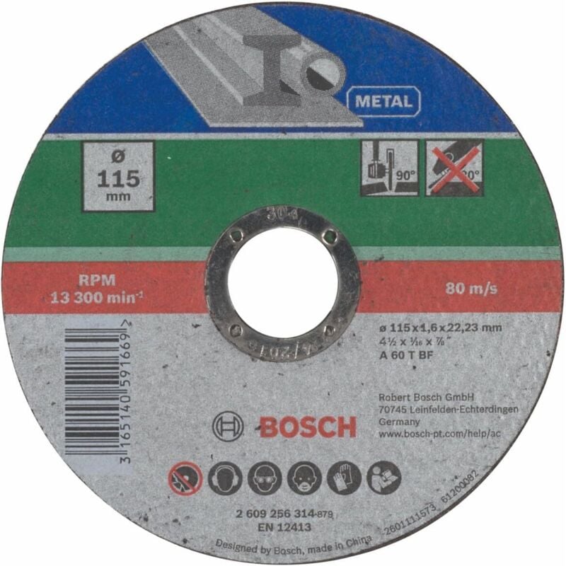 foto del prodotto bosch mola taglio d. 115 x 22,23 x 1,6 mm, dritta, meta