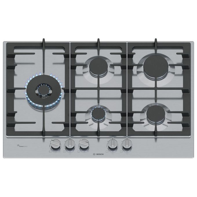 foto del prodotto bosch pcs7a5i90 piano cottura 5 fuochi a gas larghezza 75 cm (1 bruciatore wok) in acciaio inox