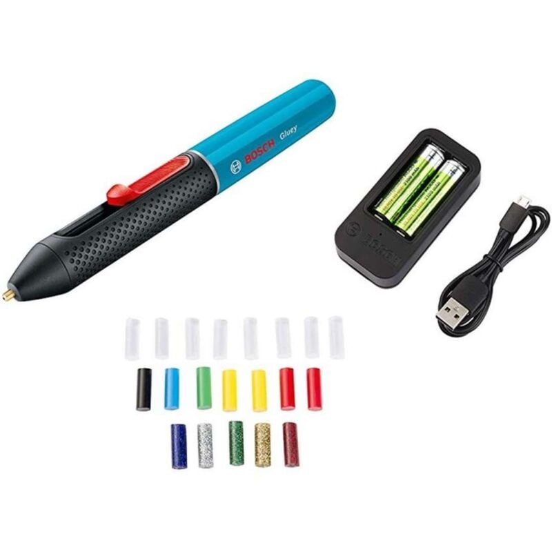 foto del prodotto bosch penna incollatrice a caldo batteria 3,6v, caricatore,blu 06032a2104