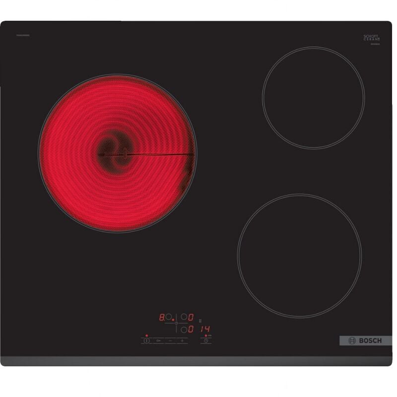 foto del prodotto bosch piano cottura in vetroceramica 60 cm 3 fuochi 5700 w nero pkm63rbb8e
