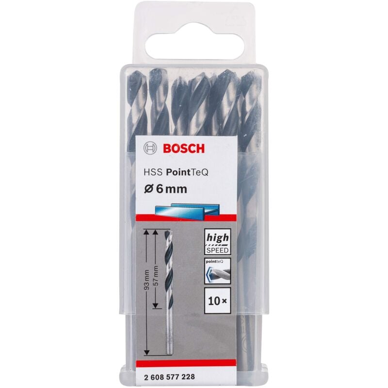 foto del prodotto bosch professional 10 punte elicoidali hss pointteq, per metallo,6 x 57 x 93 mm, accessorio delle punte