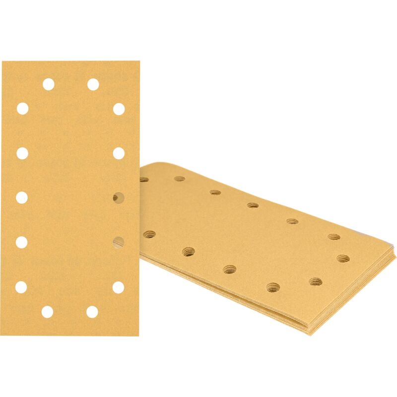 foto del prodotto bosch professional 10x carte abrasive expert c470 con 14 fori per legno duro, vernice su legno, 115x230 mm, grana 240, accessorio levigatrice