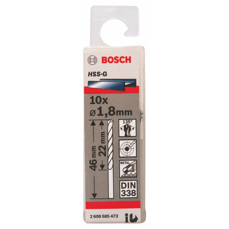 foto del prodotto bosch professional 10x hss g punta per metallo 1.8 mm, robust line, accessori per trapani 