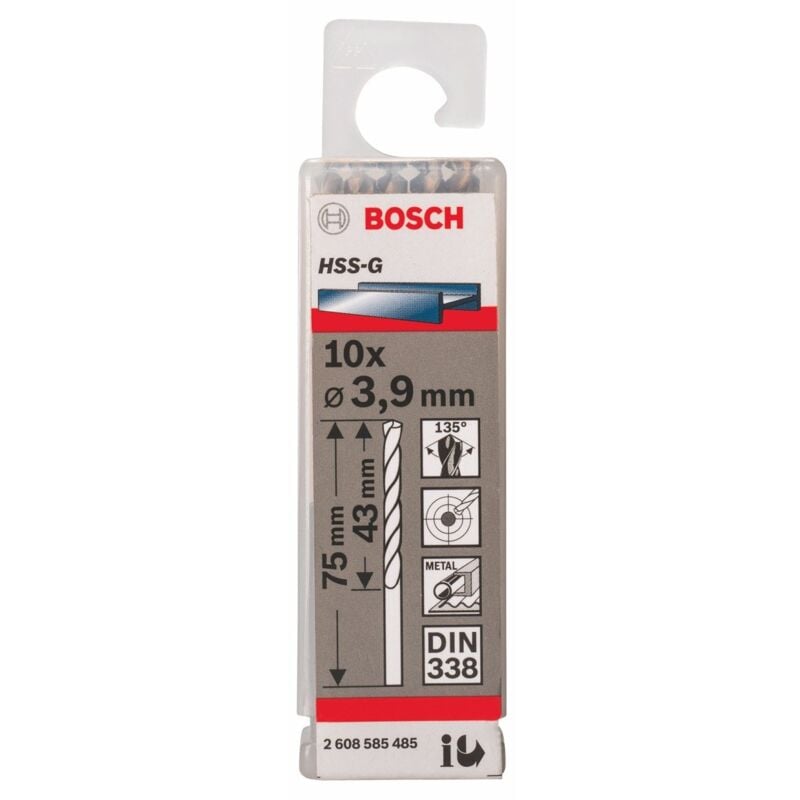 foto del prodotto bosch professional 10x hss g punta per metallo 3.9 mm, robust line, accessori per trapani 