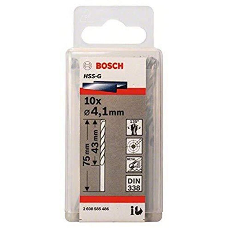 foto del prodotto bosch professional 10x hss g punta per metallo 4.1 mm, robust line, accessori per trapani 