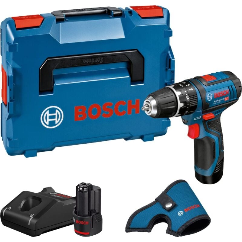 foto del prodotto bosch professional 12v system trapano avvitatore con percussione a batteria gsb 12v 15, include 2 batterie da 2.0 ah, caricabatteria gal 12v 40,