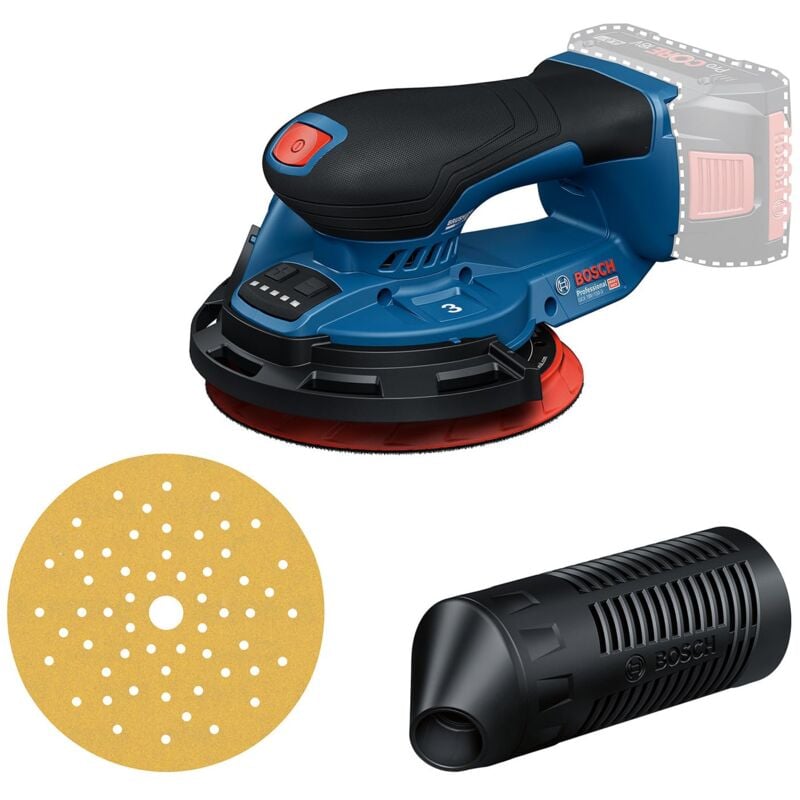 foto del prodotto bosch professional 18v system levigatrice a batteria gex 18v 150 3 incl. 1 carta abrasiva, 1 contenitore, 1 anello di sicurezza, carta abrasiva 