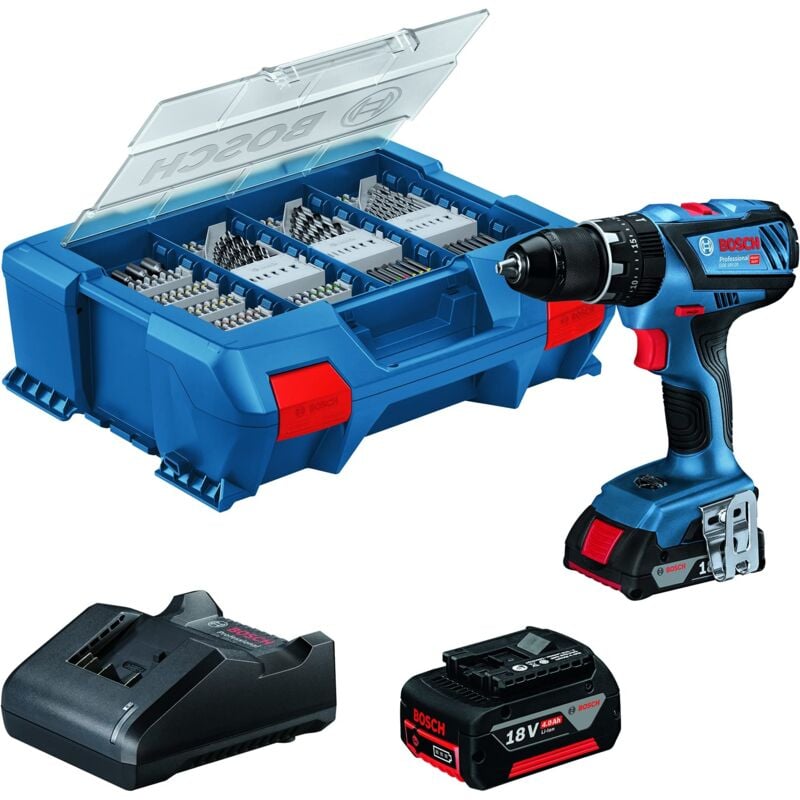 foto del prodotto bosch professional 18v system trapano avvitatore a perc. a batt. gsb 18v 28 incl. 1 batt. 2.0 ah, 1 batt. 4,0 ah, caricabatt. gal 18v 20, l case