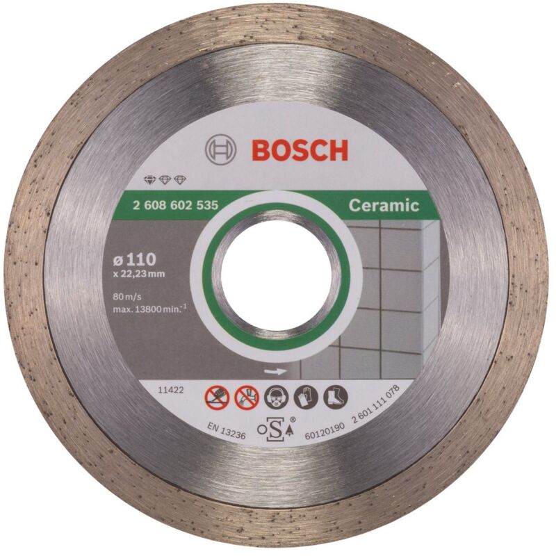foto del prodotto bosch professional 1x disco diamantato standard for ceramic, per pietra, piastrelle, ceramica, 110 x 22,23 x 1,6 x 7,5 mm, accessori per