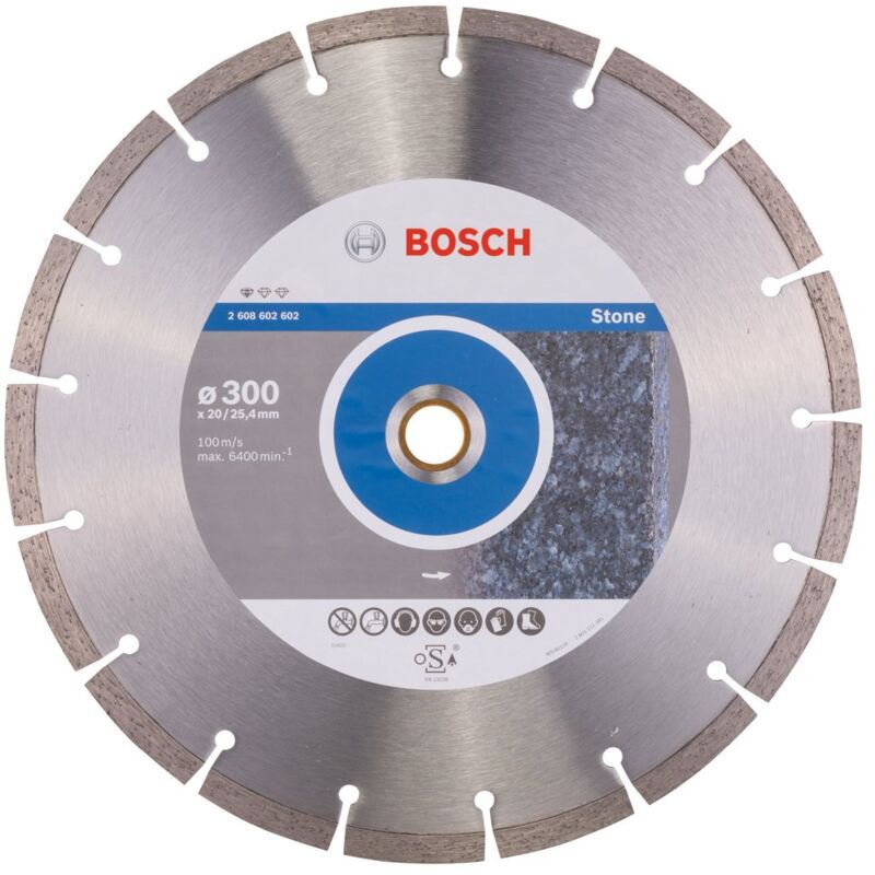 foto del prodotto bosch professional 1x disco diamantato standard for stone, per calcestruzzo, pietra, granito, 300 x 20 25,40 x 3,1 x 10 mm, accessori per seghe