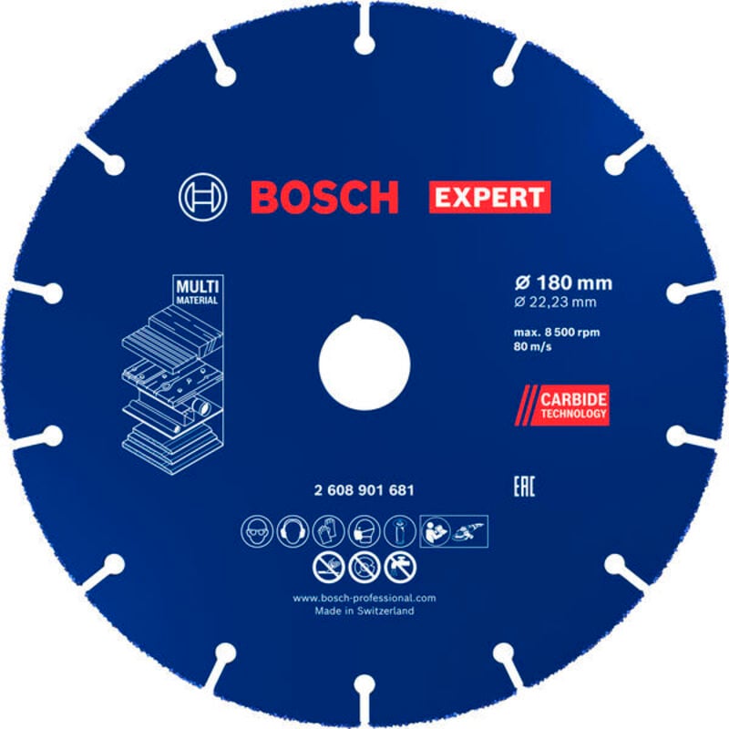 foto del prodotto bosch professional 1x expert carbide multi wheel per legno duro, 180 mm, accessori smerigliatrici grandi 