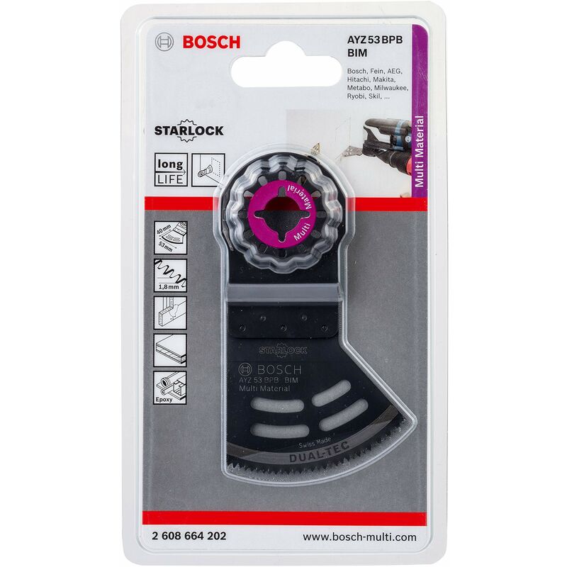 foto del prodotto bosch professional 1x lame per utensili multifunzione ayz 53 bpb dual tec for wood abrasive materials, larghezza 53 mm, accessori utensili
