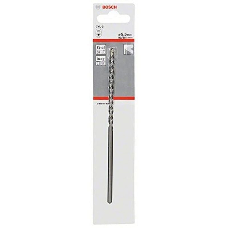 foto del prodotto bosch professional 1x punte da calcestruzzo cyl 3 per calcestruzzo, 5,5 x 90 x 150 mm, accessorio perforatrice a percussione 