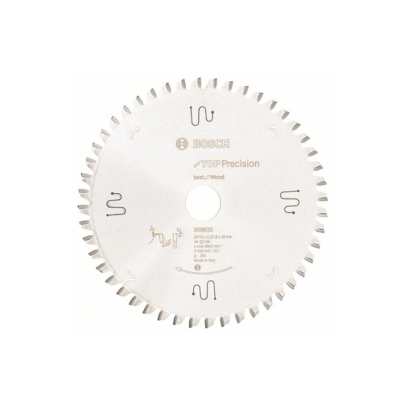 foto del prodotto bosch professional 2 608 642 101 lama de sega circolare top precision best for wood 216 x 30 2,3 mm, 48 confezione 1 