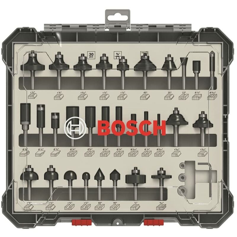 foto del prodotto bosch professional 2607017476 30tlg. set di frese per legno, per frese verticali con gambo da 1 4