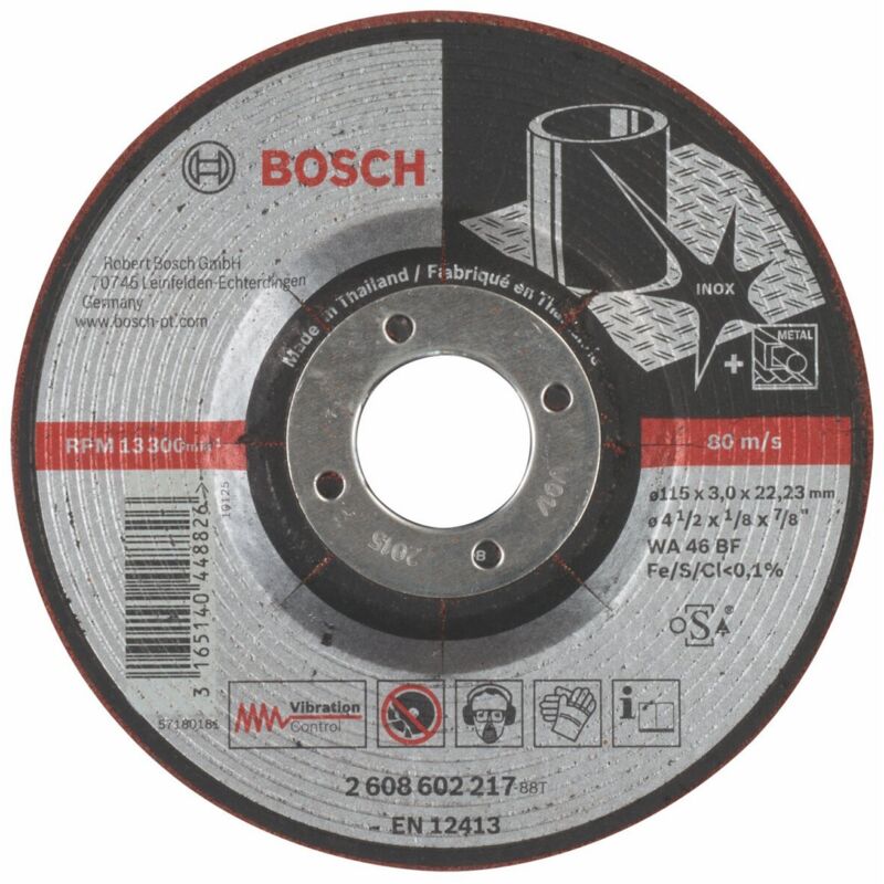 foto del prodotto bosch professional 2608602217 disco abrasivo semi flessibile, per metallo, nero, 115 x 3 mm