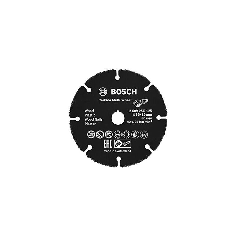 foto del prodotto bosch professional 260925c125 disco de taglio carburo multi ruota per legno con chiodi, plastica, muro a secco, tubi di rame, 76 mm, diametro del