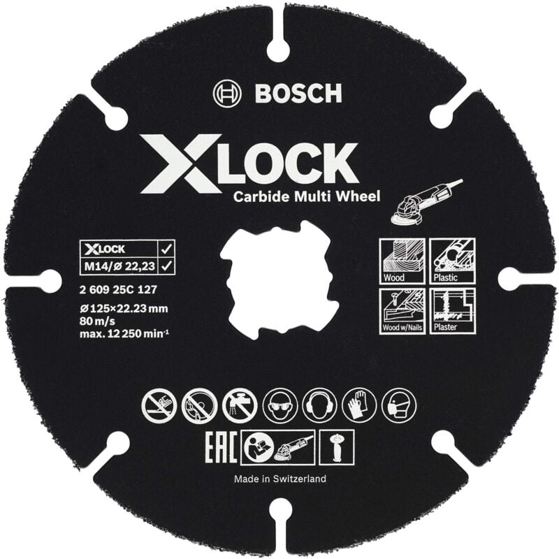 foto del prodotto bosch professional 260925c127 mola da taglio carbide multi wheel per legno, pareti a secco, tubi di rame, x lock, accessorio per smerigliatrice