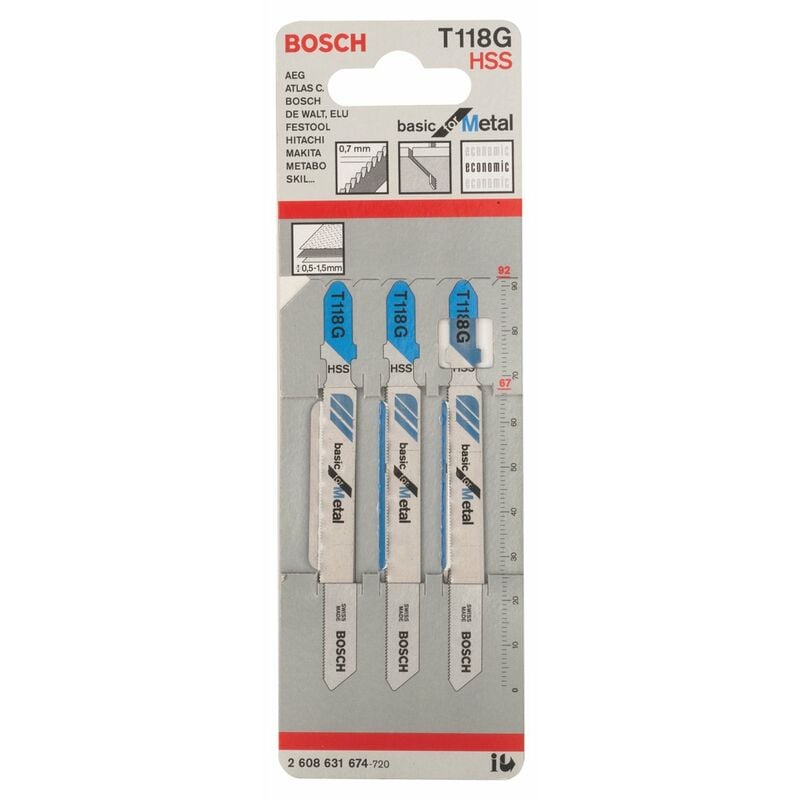 foto del prodotto bosch professional 3x lame per seghetto alternativo t 121 gf speed for metal per lamiere di acciaio, accessorio seghetto alternativo 