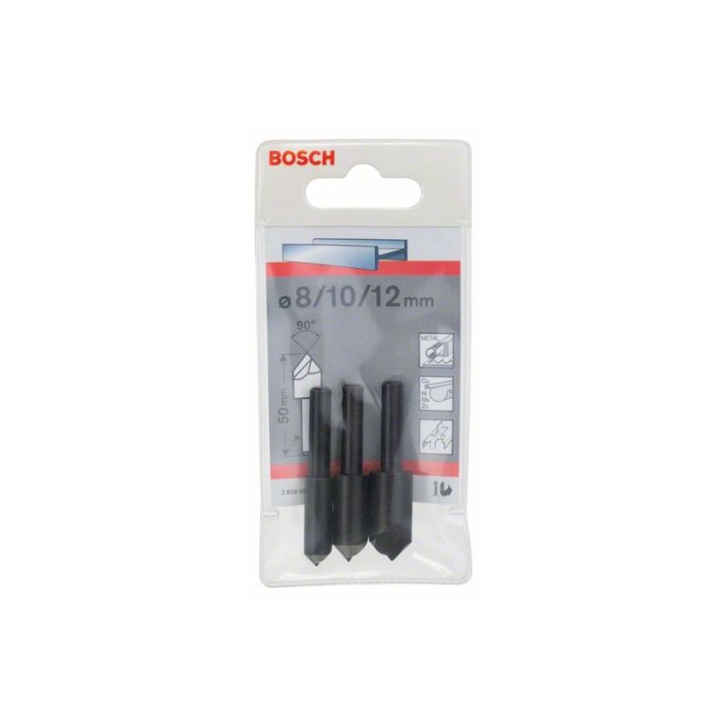 foto del prodotto bosch professional 3x set de punte svasate legno, plastica, metalli non ferrosi, 90 , 8 10 12 mm, accessori per foratura rotativa 