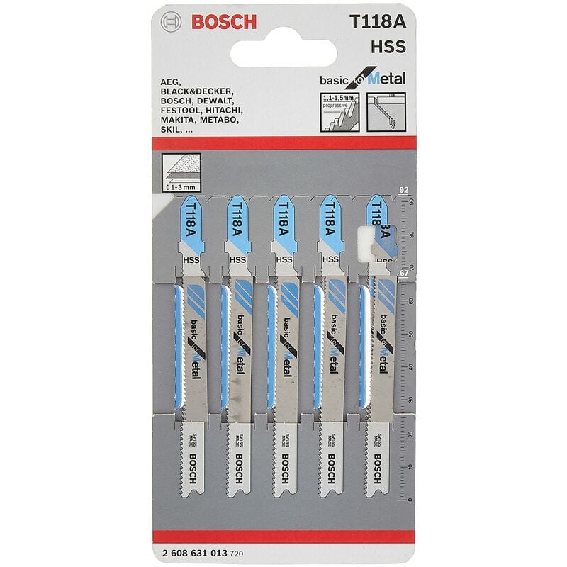 foto del prodotto bosch professional 5x lame per seghetto alternativo t 121 af speed for metal per lamiere di acciaio, accessorio seghetto alternativo 