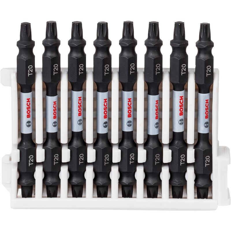 foto del prodotto bosch professional 8 pz. di bit di avvitamento doppi set torx impact control, 8 x t20 t20 bits, lunghezza 65mm, pick and click, accessorio