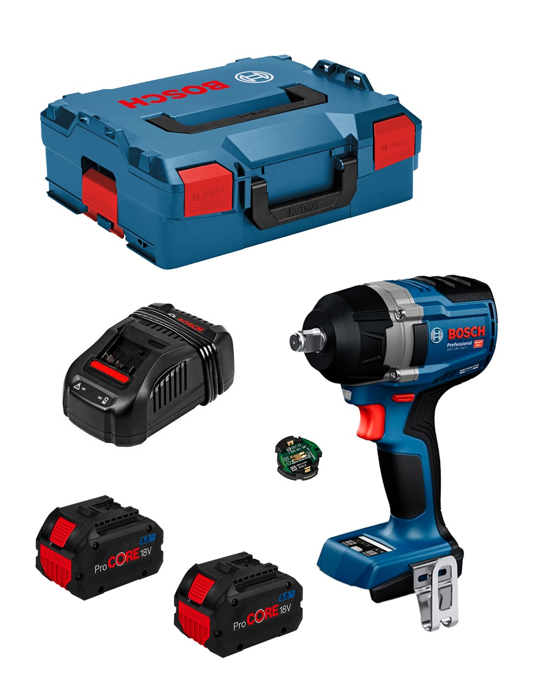 foto del prodotto bosch professional avvitatore a massa battente bosch gds 18v-750 c 2 x 8,0 ah procore gal1880cv l-boxx 136 modulo bluetooth gcy42 4059952655147