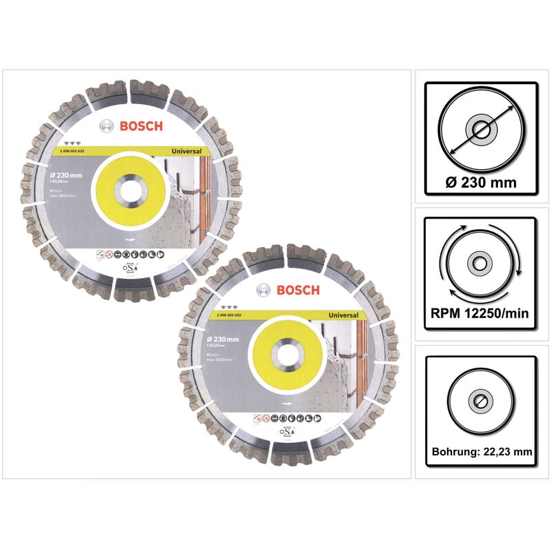 foto del prodotto bosch professional bosch best for universal diamond cut off wheel 230 x 22,23 mm, 2 pz. 2x 2608603633 