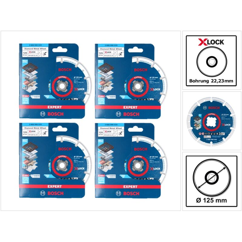 foto del prodotto bosch professional bosch expert x lock disco diamantato per metallo, 125 x 22,23 mm per smerigliatrice angolare x lock, 4 pz. 4x 2608900533 