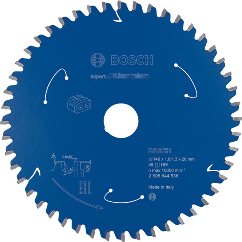 foto del prodotto bosch professional lama per sega circolare expert for aluminium alluminio, 140 x 20 x 1.8 mm, 48 denti, accessorio per sega circolare a batteria 