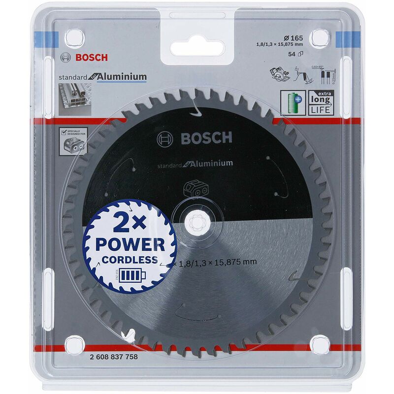 foto del prodotto bosch professional lama per sega circolare standard for aluminium alluminio, 165 x 20 15.875 x 1.8 mm, 54 denti, accessorio per sega circolare a
