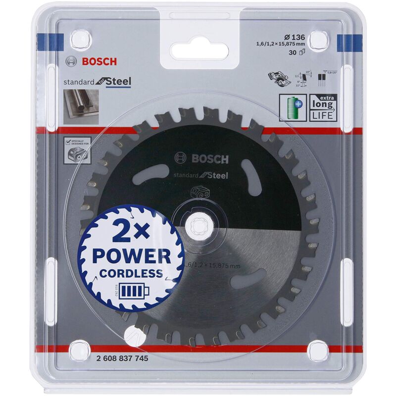 foto del prodotto bosch professional lama per sega circolare standard for steel acciaio, 136 x 15,875 x 1.6 mm, 30 denti, accessorio per sega circolare a batteria 