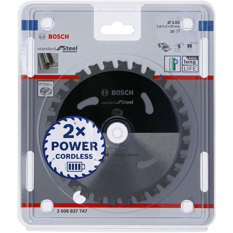 foto del prodotto bosch professional lama per sega circolare standard for steel acciaio, 140 x 20 x 1.6 mm, 30 denti, accessorio per sega circolare a batteria 