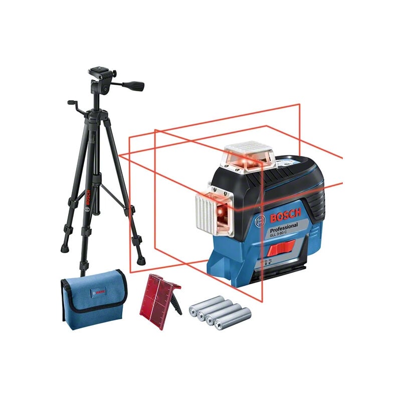 foto del prodotto bosch professional laser a croce gll 3 80 c treppiede bt 150 0601063r01