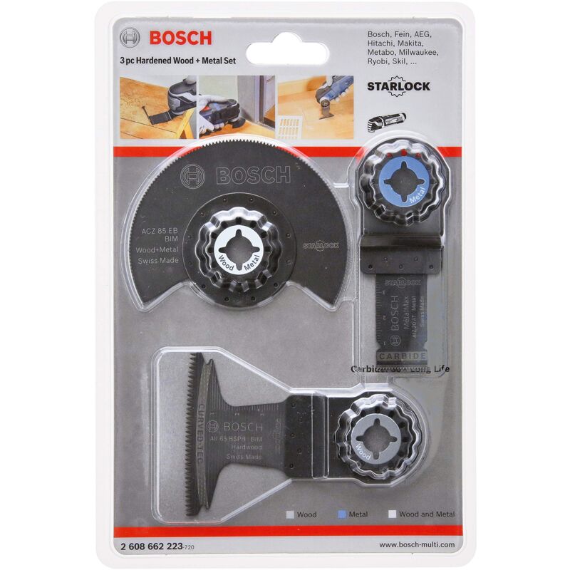 foto del prodotto bosch professional set da 3 pezzi di lame per taglio di punta e lama segmentata starlock legno e metallo, accessori per utensile multifunzione 