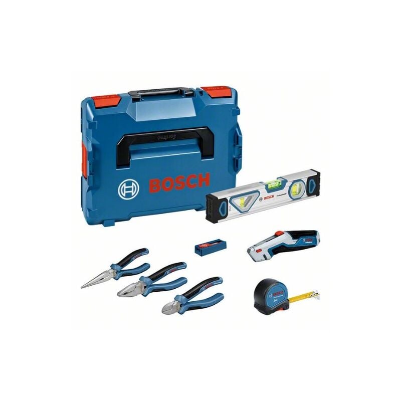 foto del prodotto bosch professional set de 13 utensili manuali inclusi 2 pinze, 1 taglierino, 1 metro a nastro, 1 livella de 25 cm, 1 coltello tascabile, 10 lame di